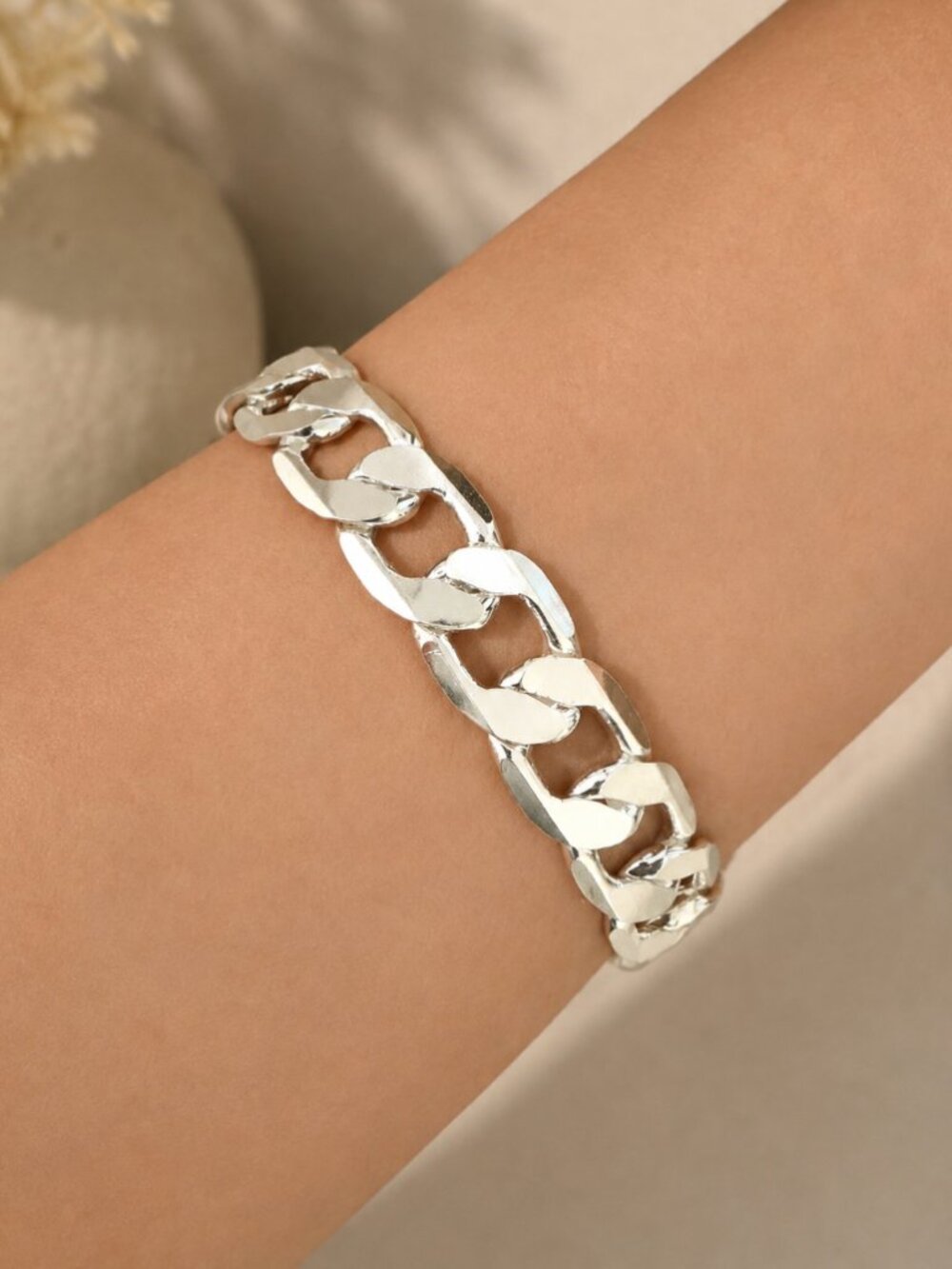 925 Sterling Silver Chunky Chain Link Bracelet Silver Large Link Bracelet 12 MM